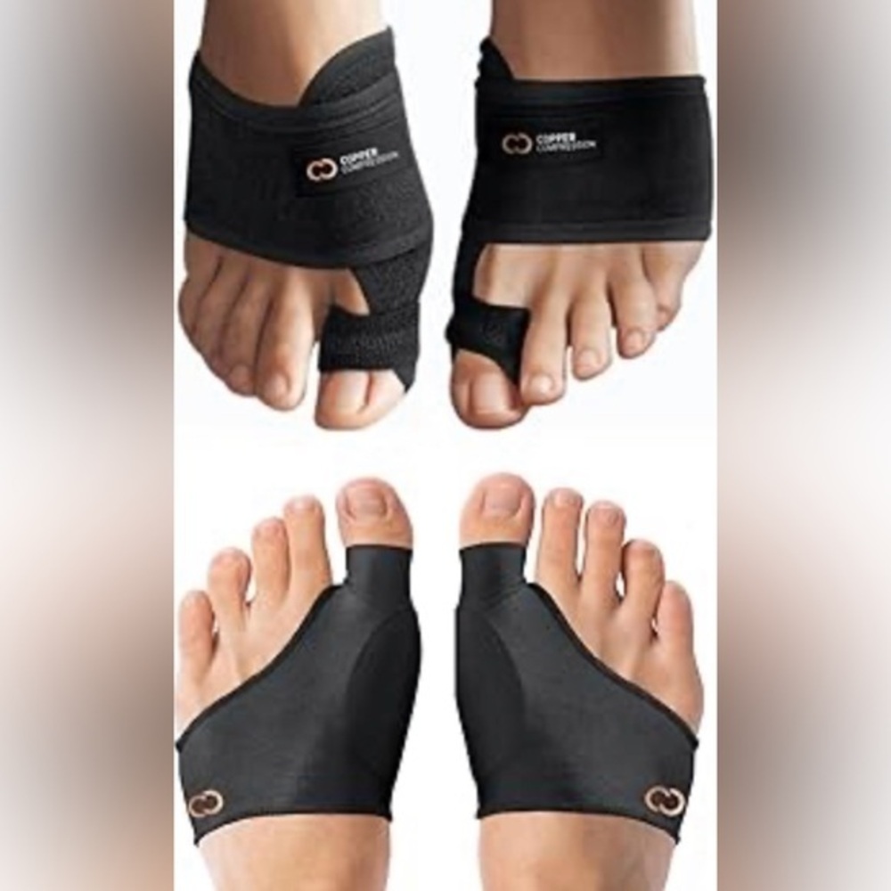 Copper Compression Bunion Relief Kit Toe Splint & Cushion Sleeves S/M